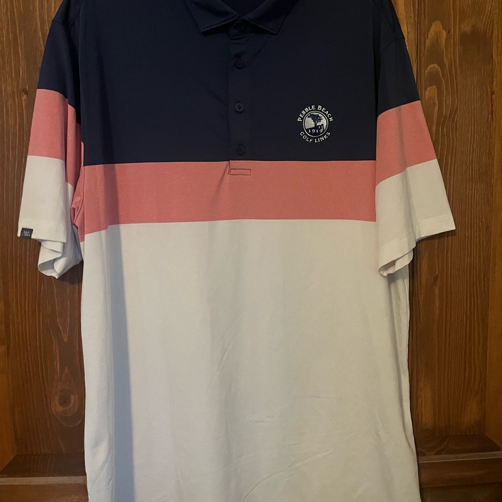 Pebble Beach Navy, Pink, and White Polo Shirt